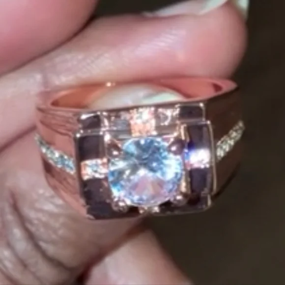 3CT Round Cut Lab Created Diamond Men's Ring 14K Rose Gold Plated